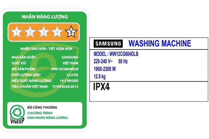 Máy giặt Samsung AI EcoBubble Inverter 12 kg WW12CG604DLBSV